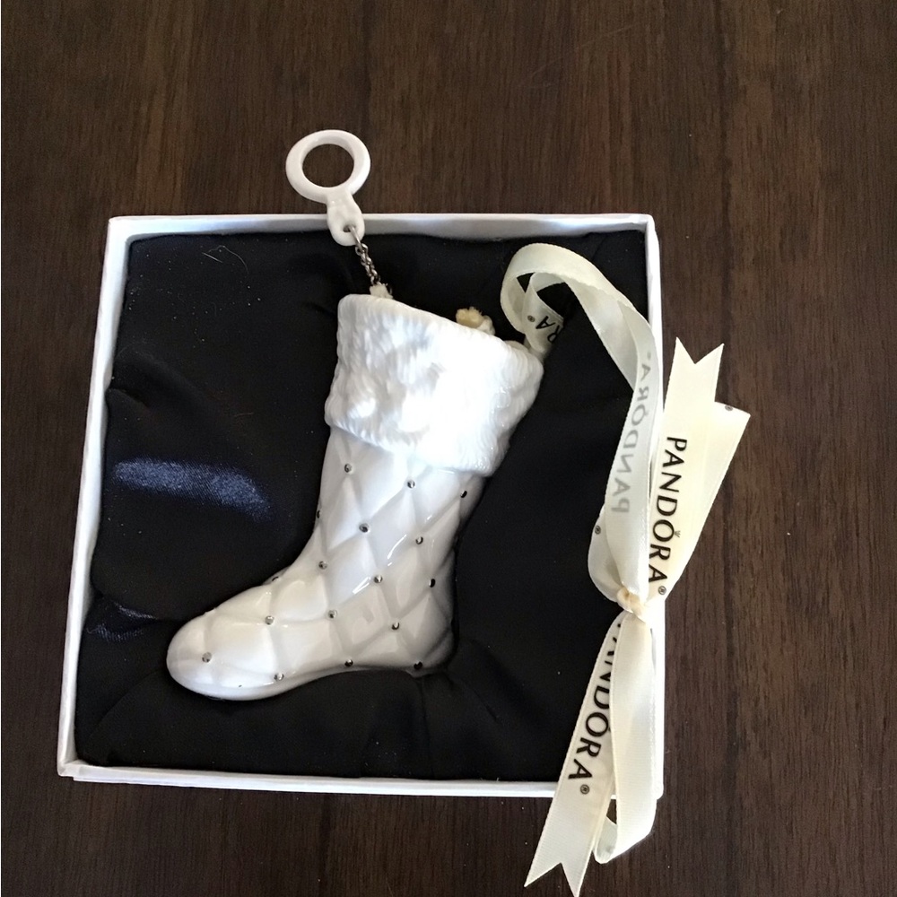 Pandora White Christmas Stocking Ornament